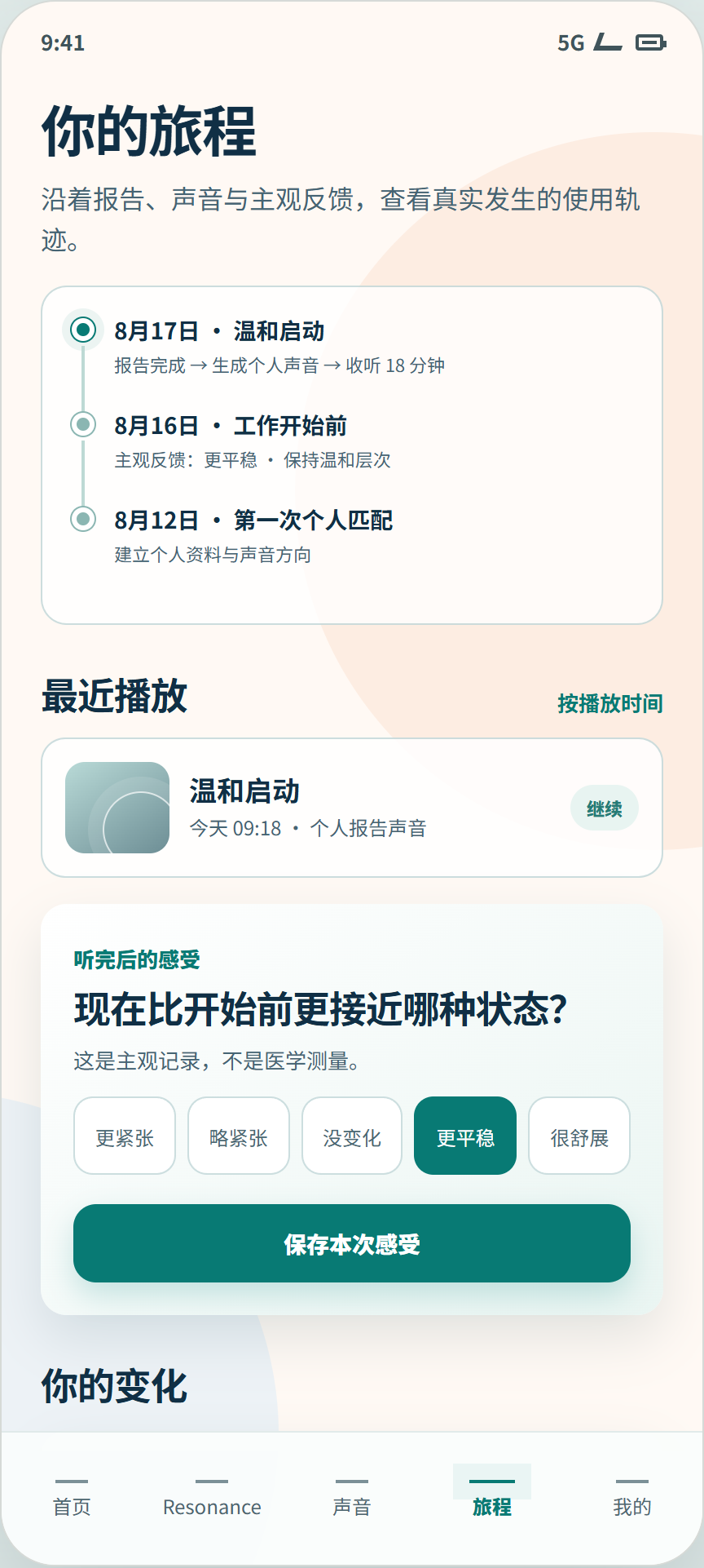Listening journey and feedback in the Inner Resonance App