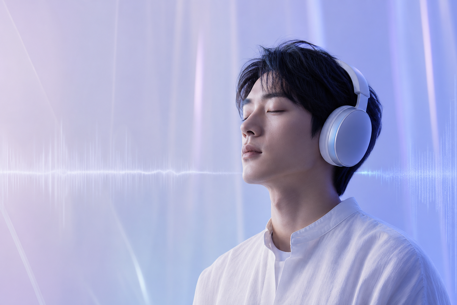 Listening with headphones to changes in brainwave ranges and stereo frequencies